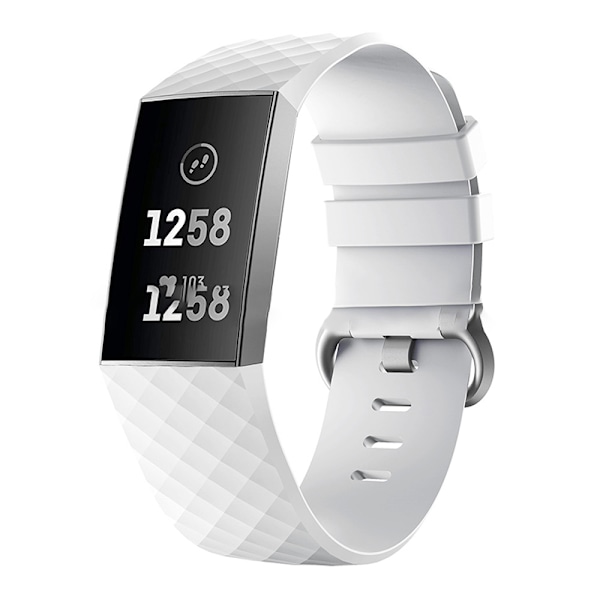 Hvit silikonrem for Fitbit Charge 4/3 - Stor