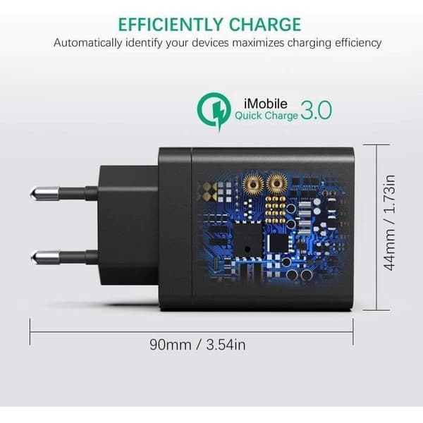 USB-lader, USB-plugg, USB-adapter, 3 USB-porter, universell QC3.0-lader, hurtiglader, USB-vegglader