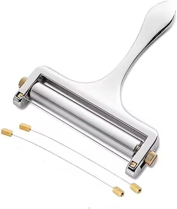 Stainless Steel Cheese Slicer, Adjustable Handheld Design, Includes 2 Extra Wire Cutters. (f2)