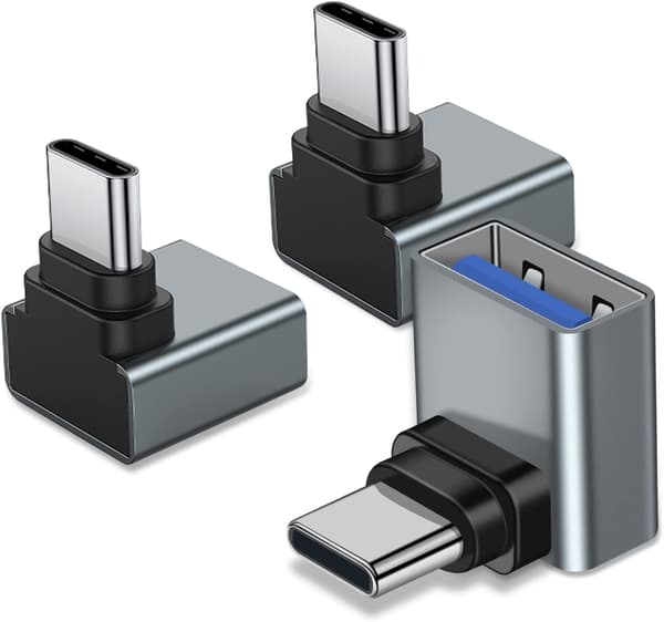 90 Graders USB C til USB Adapter, 3-pak, Vinklet USB C Han til USB 3.0 Adapter, til MacBook Pro 2020/iMac/MacBook etc.