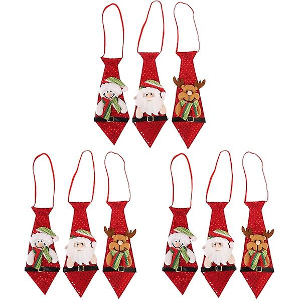 9 Pcs  Durable Creative Tie Christmas Polyester Printed Tie Christmas Supplies9 pcsM