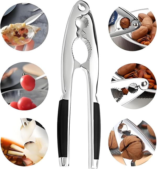 Nutcracker with Non-Slip Handles, Heavy Duty Pecan Cracker, Walnut Clamp, Lobster or Crab Cracker Tool
