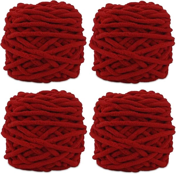 Grovt Garn 4x Garn til Hækling, Blødt Chunky Garn til Garnprojekter vinrød wine red