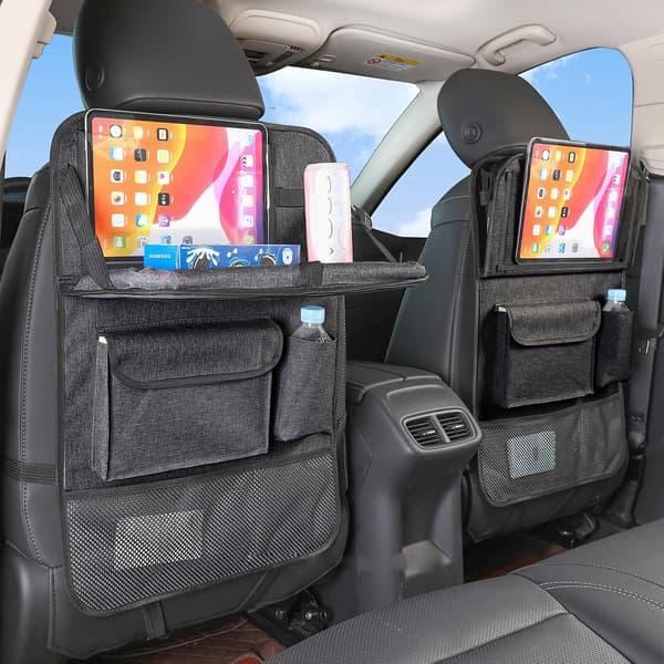 1 pc Car Seat Organizer, Car Storage Bag with Foldable Table and Tablet/Phone Pocket, Backseat Protector for Kids
