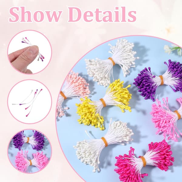 1050 stk. mini blomsterstøvbærere, 3 mm støvbærere for