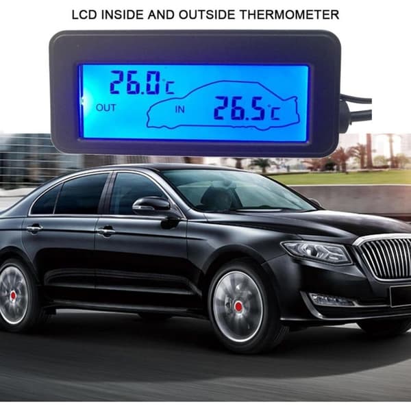 Refrigerator Thermometer with Freeze Alarm Function, Wireless Indoor and Outdoor Thermometer Equipped with 2 Sensors