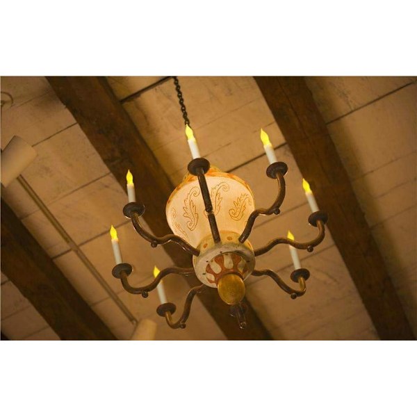 12 Flammelose Spidse Lys med Flimrende Elfenbensfarvet LED-Lys til Bryllup, Fest, Jul, Ravfarvet Lys, Batteridrevet Spidse Lys