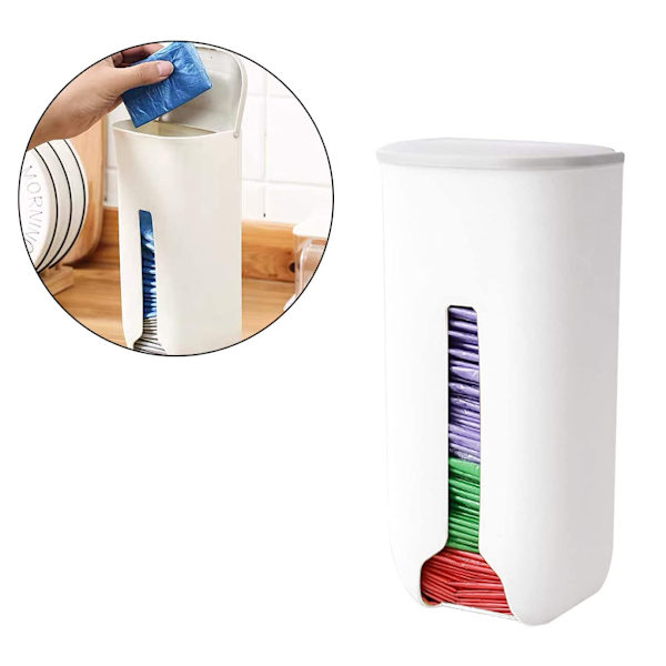 Vit livsmedelspåse dispenser väggmonterad hopfällbar påssparare arrangör plast sopsäckshållare hängande förvaringsväska återvinning