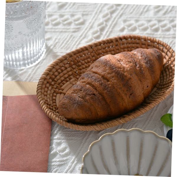 Flätad korg i rotting, oval korg, picknickkorg, oval brödkorg, naturlig flätad bricka, pilkorg
