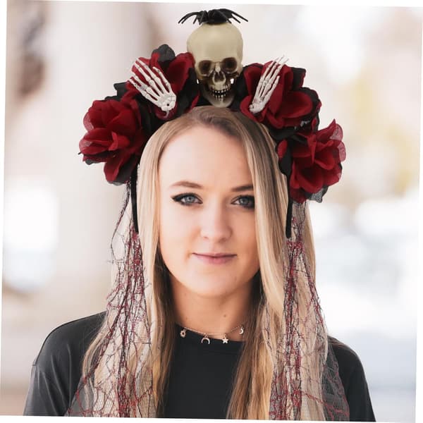 Halloween Dødningehoved Hårpynt Dødningehoved Blomsterpandebånd til Kvinders Kostumer