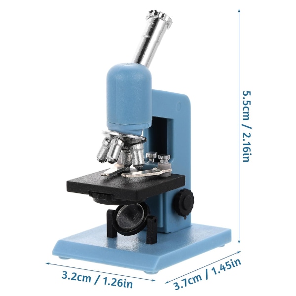 Utvecklingsleksaker Metallkropp Mikroskop Vetenskaplig Pedagogisk Leksak 1:12 Skala Mikroskop Dockhus Tillbehör Sky-blue 5.5X3.7X3.2CM