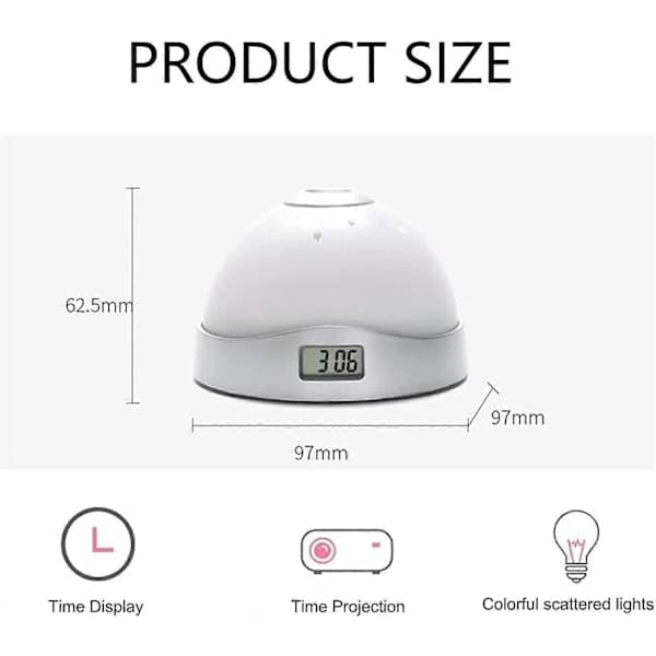 Ceiling Projector Alarm Clock, Projection Alarm Clock with Mood Lighting, Simple and Practical Ceiling Projection Alarm Clock Digital Clock, Star Light