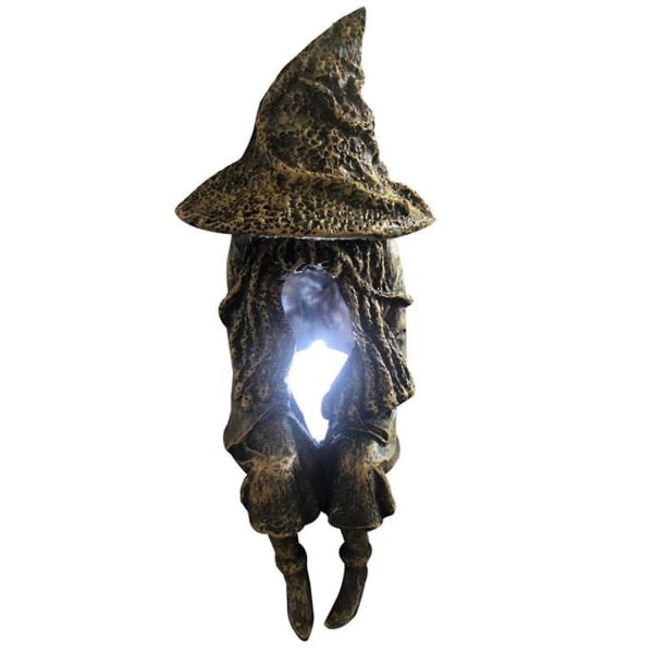 Witch Ghoul Statyer Yard Lamp Sittande Harts Ornament Led Garden- B