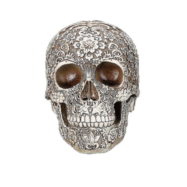 Skull Ornament Resin Dekorativ Skull Head Skulptur Halloween Party Hjemmekontor dekorasjon