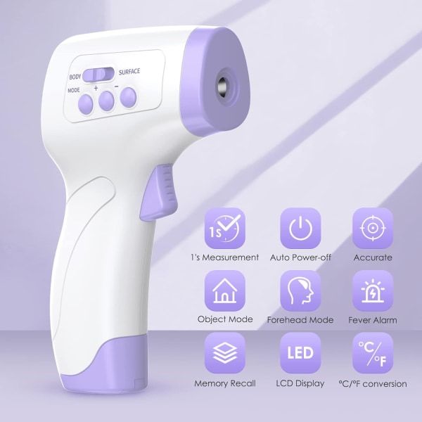 Pannetermometer for voksne Barn Baby, infrarød berøringsfri temperaturpistol med øyeblikkelig nøyaktig avlesning