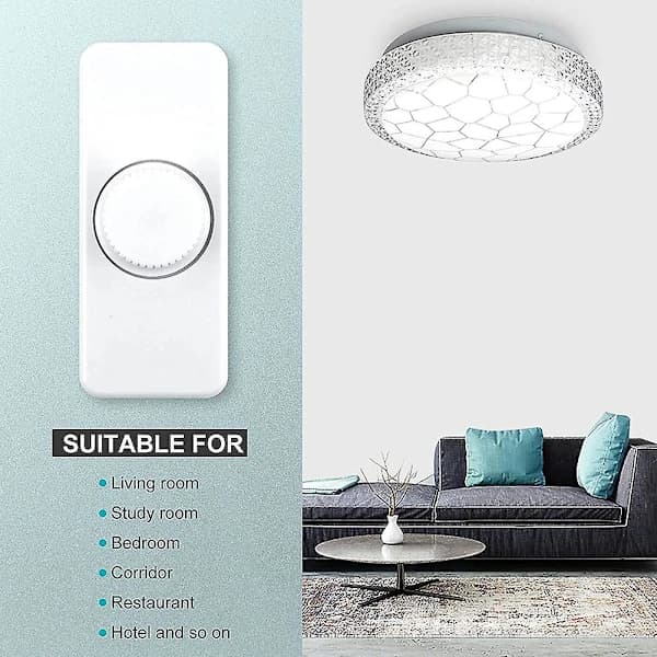 Inline LED Dimmer, Built-in Rotary ON/OFF and Knob Control for Dimmable 3-100W LED/Incandescent Bulbs, White