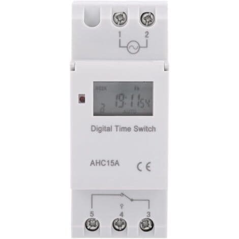 Weekly LCD Digital Timer 15A 220V - 16 ON/OFF Cycle Programming - DIN Rail or Rail-Free Installation - Real-Time Display