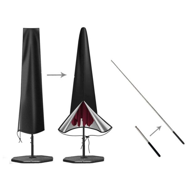 2 STK (190 * 30/40 * 50 cm) parasolltrekk, vanntett parasolltrekk, anti-UV, robust 210D Oxford-stoffbeskyttelsesdeksel for parasoll a
