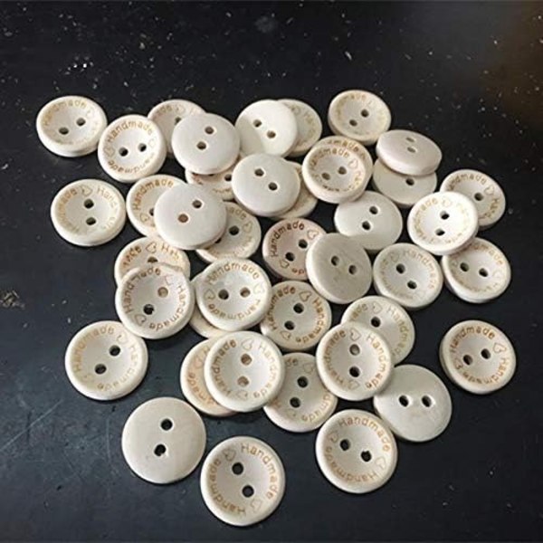 100 st Träknappar Handgjorda, Sortiment Träknappar för Sömnad, för Sömnad Klädtillbehör, DIY 20mm
