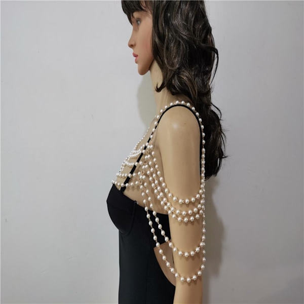 2 stk. Perlekæde DIY Håndværk Sjal Perlet Bib Choker Halskæde Gave Skulderkæde Halskæde Smykker til Kvinder Bryllup Prom
