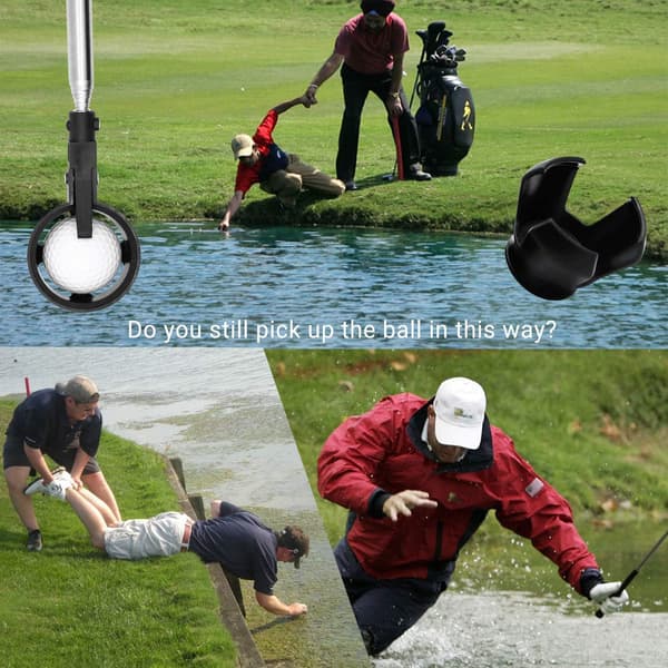 Golfboldopsamler i rustfrit stål, teleskopisk golfboldopsamler til vand