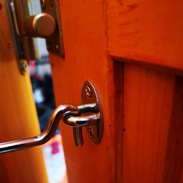 Wind Hook with Screw Eye, 4 Pieces Silver, Cabin Hook for Sliding Door & Window, Rust Resistant