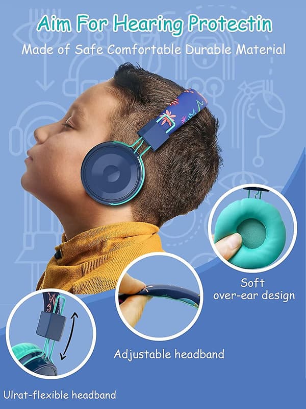 Børneheadset med mikrofon - sammenklappeligt og justerbart stereokabelheadset til børn