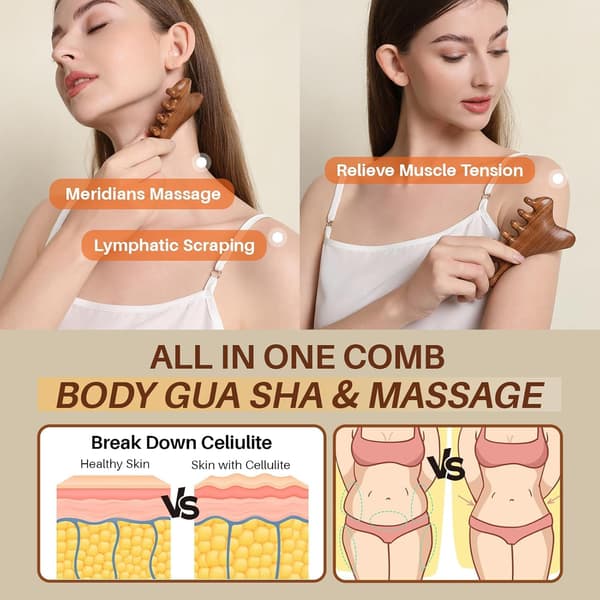4-i-1 Gua Sha-verktyg för ansikte, hårbottenmassageapparat med presentförpackning, massage