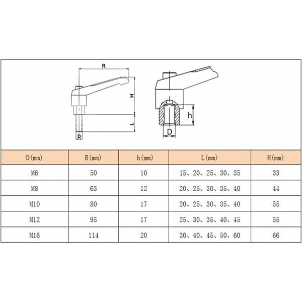 Hardware Fixing Clamping Lever Knobs Handles - Adjustable L-shaped Clamping Handle Machine Knobs Female or Male M6 Thread (4 pcs)