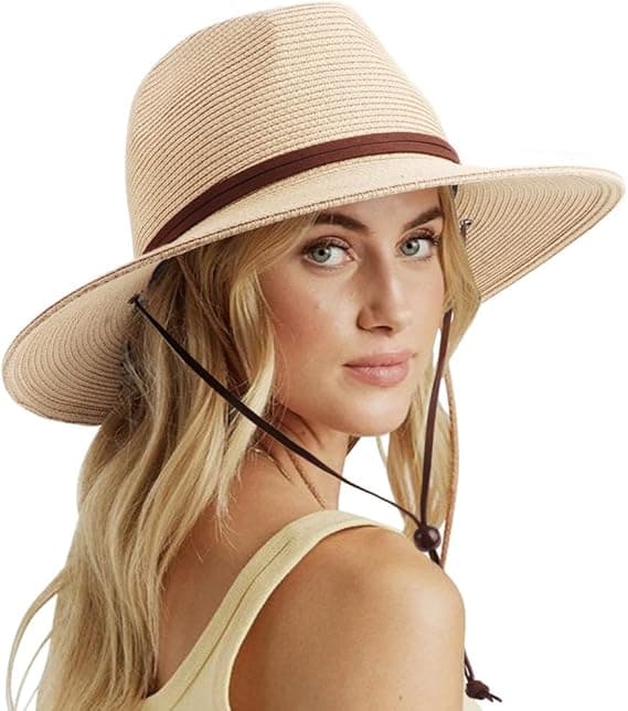Dame Herre Stråhat Panama Hat Sommer Bredskygget Solhat Anti-UV til Strandrejser Solhat