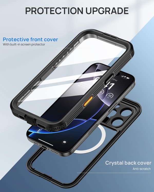 iPhone 16 Pro Case, Waterproof, iPhone 16 Pro Phone Case, IP68, Waterproof, Protective Case with MagSafe, 360 Outdoor Case, Shockproof, Dustproof