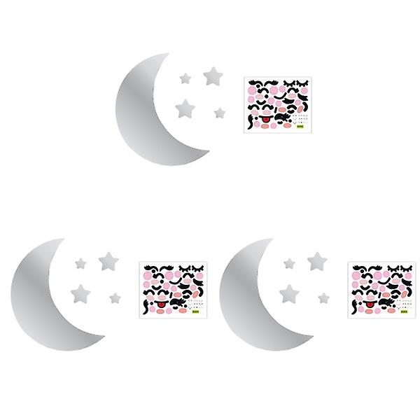 3 sæt Dejlig Månestjerne Akryl Spejl Klistermærke Vægkunst Dekoration Ornament3 Sæt20X20CM 3 Sets 20X20CM