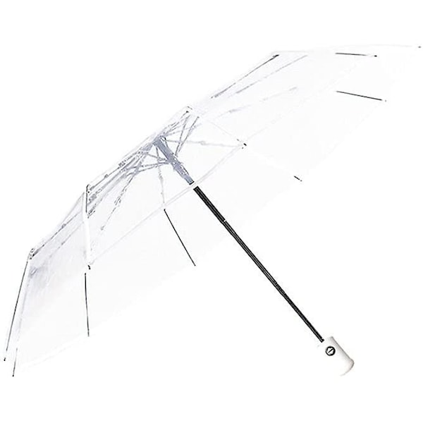Automatisk Åbne Lukke Transparent Foldbar Paraply Automatisk Paraply 8 Ribber Paraply - Perfekt
