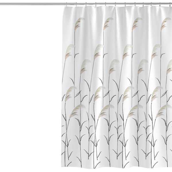 Vanntett dusjforheng i fersk sivblomst-design til baderom 180*200cm