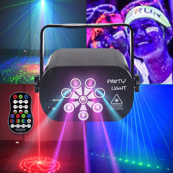 DJ Party Lights Stage Laser - Northern Light Effect RGB Ljudaktiverad Disco Strobe Lighting med fjärrkontroll - Music Lazer Show Project
