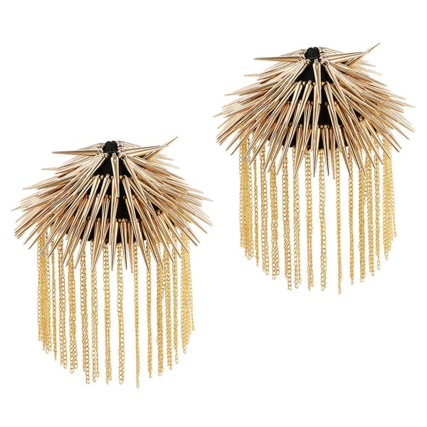 Appliquéer, Pynt, Punk Fringe Skulder Badge Kpop Frynset Epaulette Tassel Skulder Mark Dekoration Black