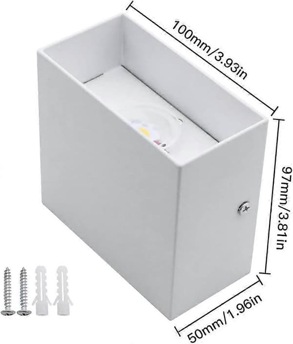 2-pack LED Wall Lamp Indoor 7W Waterproof Modern Warm White Light 3000K Small Square Lamp for Bedroom Hallway [DB]