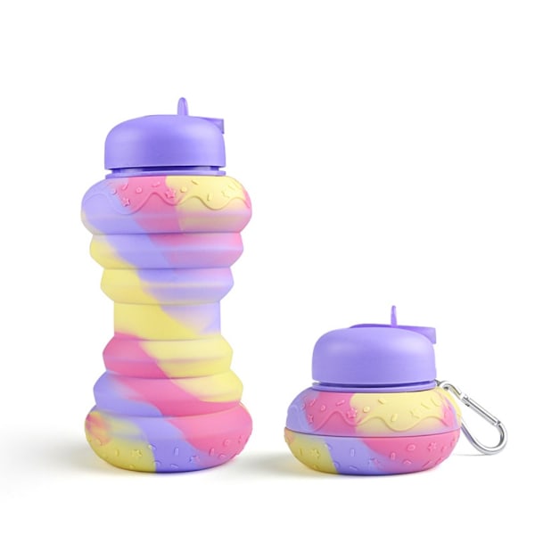 Silikonivesipullot Taittuva vesipullo LILA MUNK Purple Purple Doughnut-Doughnut