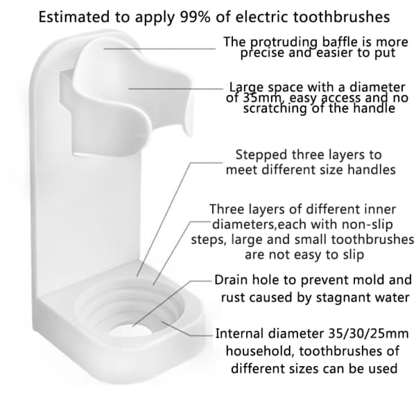 Electric Toothbrush Wall Mount, Electric Toothbrush Holder, Stan White, 4-pack