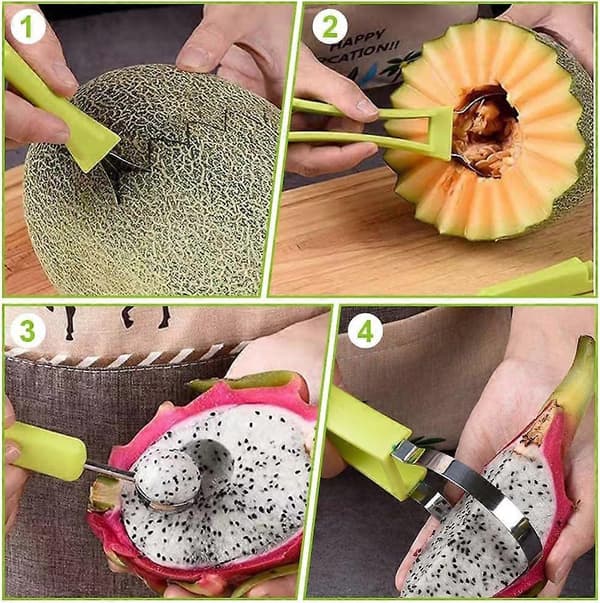 Fruit Carving Spoon Peeling Tool Kit, Watermelon Ball Spoon, Portable Gadget for Camping, Kitchen Home