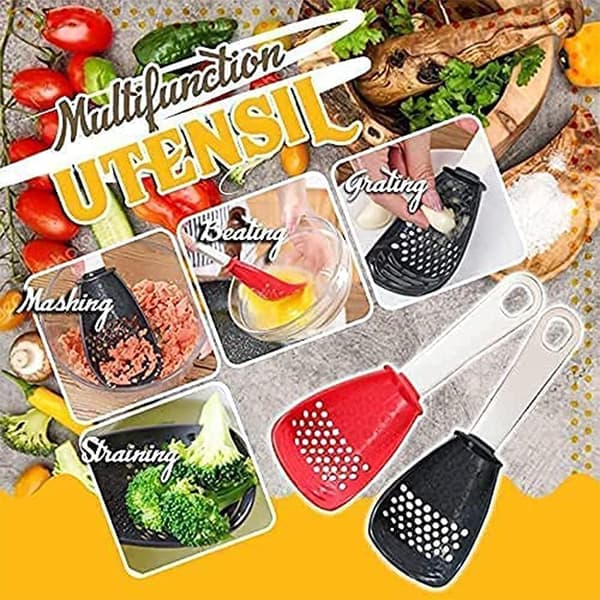 Multifunktionella köksskedar, potatismos, durkslagsskedsil (2 st röd och svart)