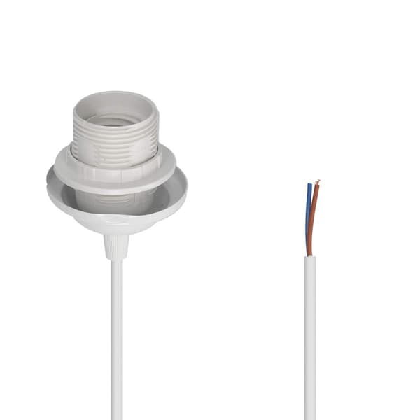 2x Electrical Cable for Lamp - Cable with White E27 Socket and Fixing