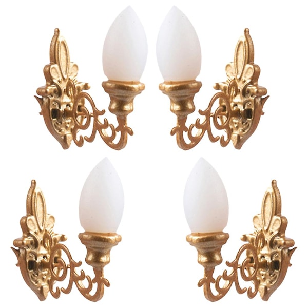 4 st Simulerade Vägglampor Mini Ljusvägglampa Sandbord DIY Material Guld 1,7X2CM Golden 1.7X2CM