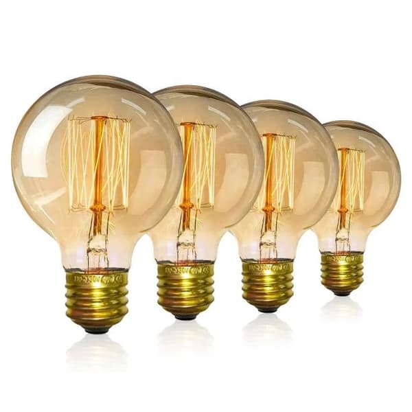 4-pack Vintage Edison Light Bulbs - Warm Light 40W G80 E27