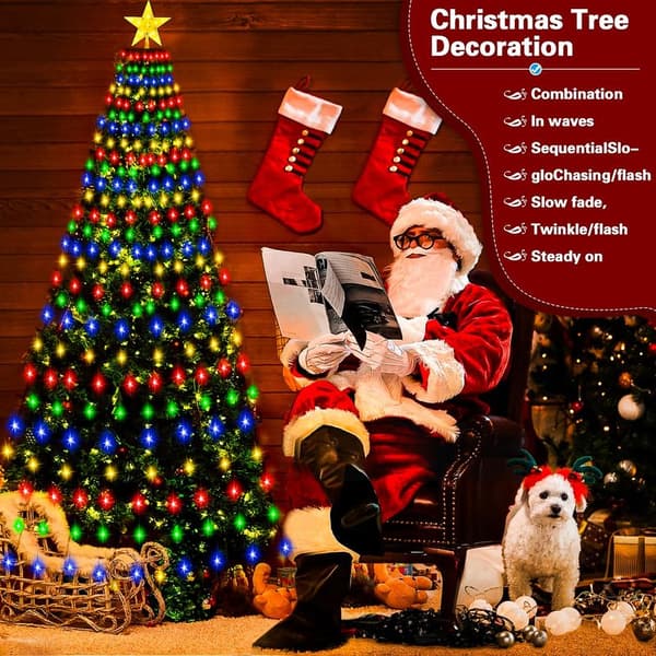 2m 400 LED Christmas Tree Lights – 8 Lighting Modes – Memory Function – IP44 Waterproof – Remote Control Included