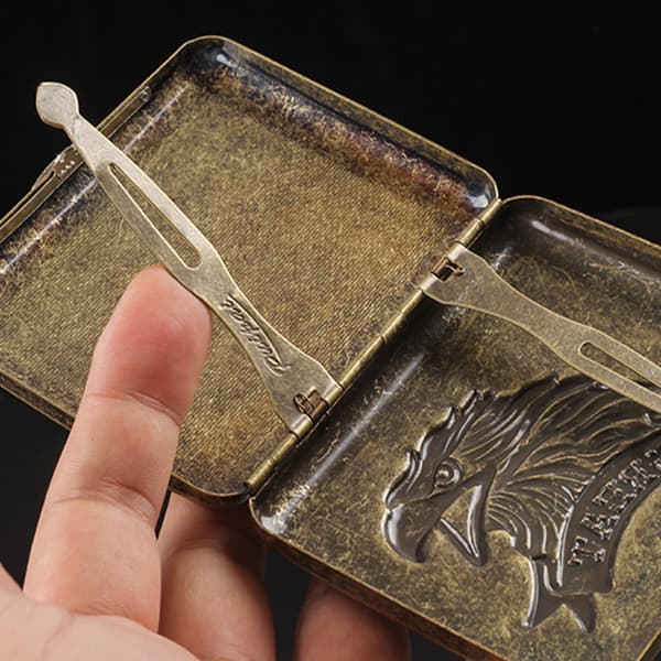 Antique Bronze Embossed Cigarette Case with Deer Design - Holds 20 Regular/22 Slim Cigarettes