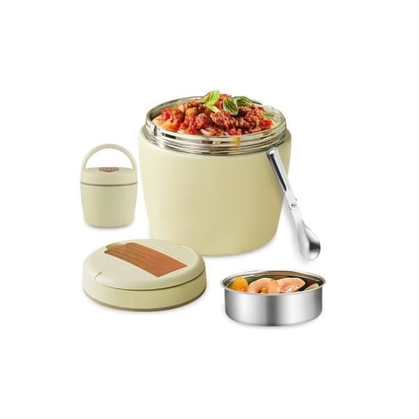 Varm mattermos, 1,2L isolert matboks, oppvarmet matboks, isolert matboks med sammenleggbar skje