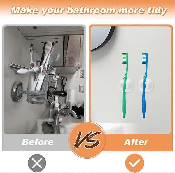 4 Pcs Toothbrush Holder with Suction Cup, Wall Mounted Toothbrush Hook Plug Holder, Multifunctional Wall Storage Hook for Toothbrush