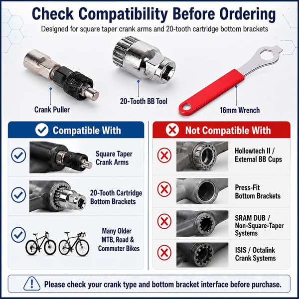 Crank Puller, Bike Crank Puller, Bottom Bracket Removal Tool for Easy Mountain Bike Maintenance and Repair