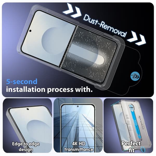2-Pack Samsung Galaxy S25 Plus Screen Protector & 1-Pack Lens Protector - Tempered Glass | [Automatic Installation] - Bubble-Free